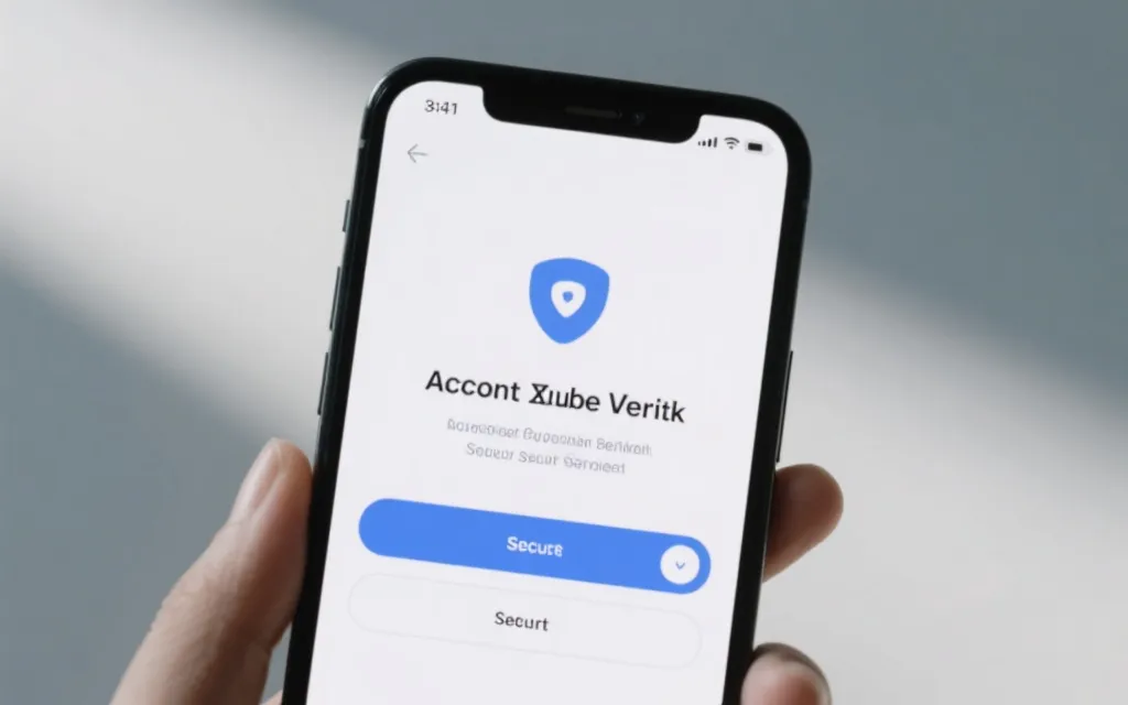 手机上展示双重验证与账号安全设置界面，氛围干净专业